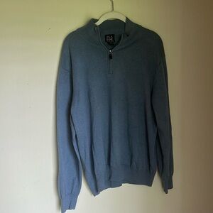Jos. A. Bank Blue Zip Up Sweater Classic Knit